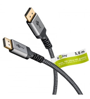 Goobay Plus Series DisplayPort™ Cable, black, Plastic bag - 10K/60Hz, 8K/120Hz, 4K/144Hz, Full HD (1080p)/240 Hz (54GB