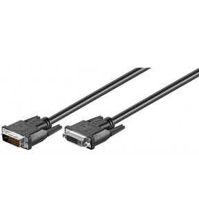 DVI-D Full HD forlængerkabel Dual Link, forniklet, 2 m, sort - DVI-D han Dual-Link (24 + 1 pin) - DVI-D hun Dual-Link (