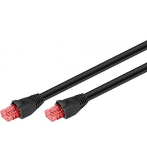 CAT 6 Udendørs patchkabel, U / UTP, sort, 15 m - kobbermateriale, PE-ydre kappe