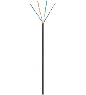 CAT 5e outdoor network cable, U/UTP, black, 100 m - CCA copper mixture for SOHO applications, AWG 26/7 (stranded), PE